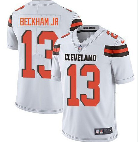 Custom Men’s Cleveland Browns #13 Odell Beckham Jr White Vapor Limited Jersey