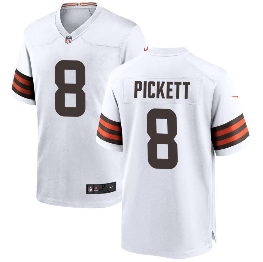 Custom Men’s Cleveland Browns #8 Kenny Pickett White Game Jersey