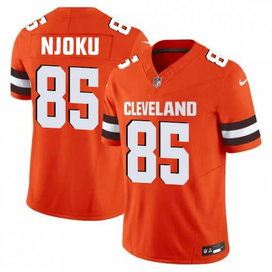 Custom Men’s Cleveland Browns #85 Njoku Orange 2025 Vapor Limited Football Stitched Jersey