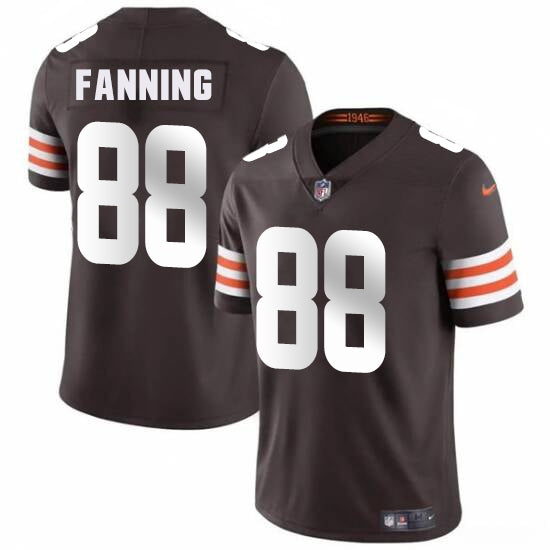 Custom Men’s Cleveland Browns #88 Fanning Brown 2025 Vapor Limited Football Stitched Jersey