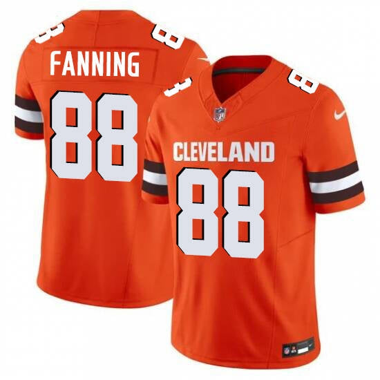 Custom Men’s Cleveland Browns #88 Fanning Orange 2025 Vapor Limited Football Stitched Jersey