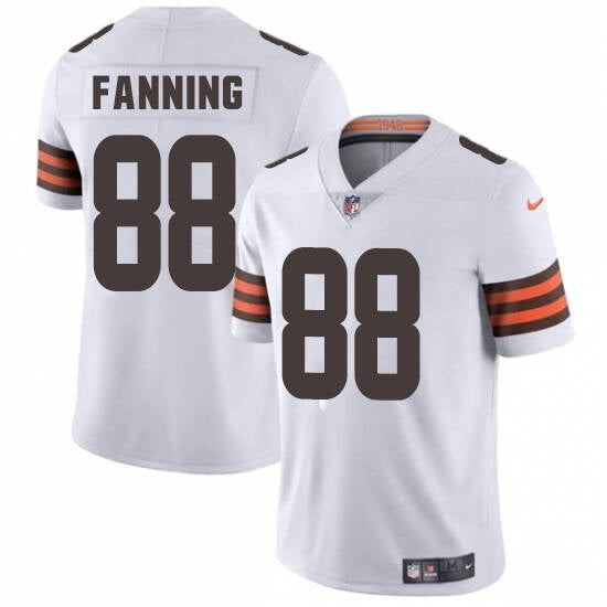 Custom Men’s Cleveland Browns #88 Fanning White 2025 Vapor Limited Football Stitched Jersey