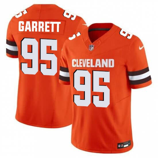 Custom Men’s Cleveland Browns #95 Garrett Orange 2025 Vapor Limited Football Stitched Jersey