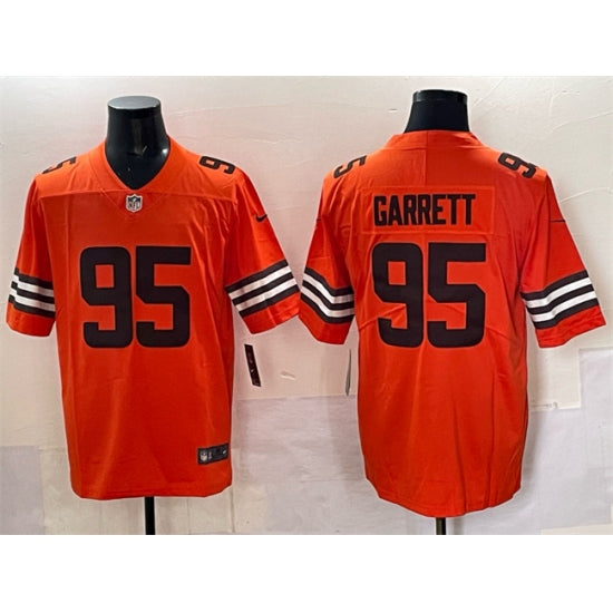 Custom Men’s Cleveland Browns #95 Myles Garrett Orange Vapor Limited Football Stitched Jersey