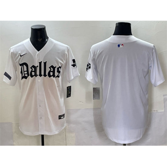 Custom Men’s Dallas Cowboys Blank White ‘Gothic Lone Star Edition’ Limited Stitched Baseball Jersey
