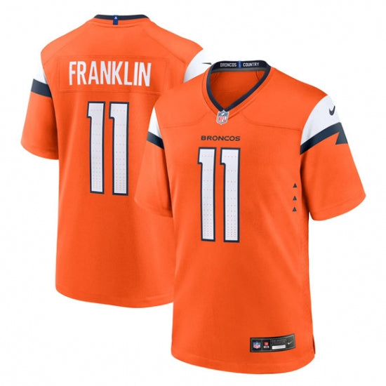 Custom Men’s Denver Broncos #11 Troy Franklin Orange 2025 Alternate Football Stitched Game Jersey