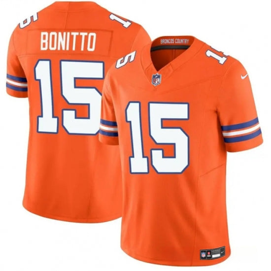 Custom Men’s Denver Broncos #15 Nik Bonitto Orange F.U.S.E. Mile High Collection 1977 Throwback Vapor Limited Football Stitched Jersey