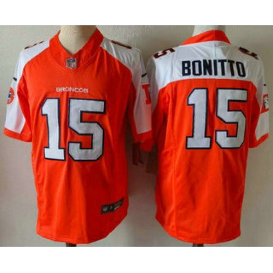 Custom Men’s Denver Broncos #15 Nik Bonitto Orange Thanksgiving FUSE Vapor Jersey