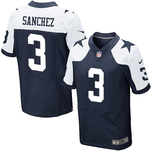 Custom Men’s Elite #3 Mark Sanchez Navy Blue Jersey Alternate Dallas Cowboys Throwback