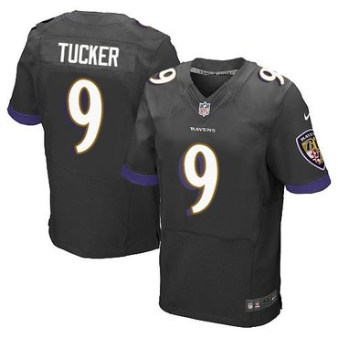 Custom Men’s NFL Baltimore Ravens #9 Justin Tucker Black Jerseys (Elite)