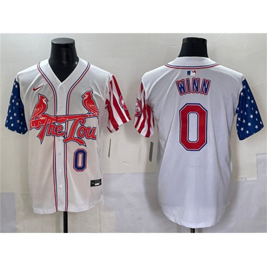 Custom Men’s St. Louis Cardinals #0 Masyn Winn White Independence Day Vapor Premier Limited Stitched Baseball Jersey