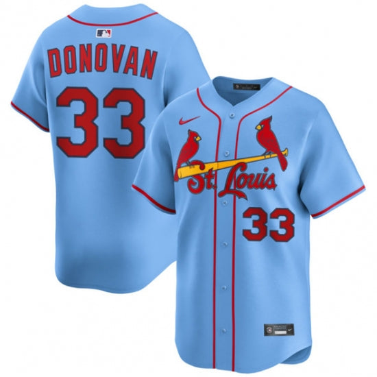 Custom Men’s St. Louis Cardinals #33 Brendan Donovan Blue Alternate Limited Stitched Baseball Jersey