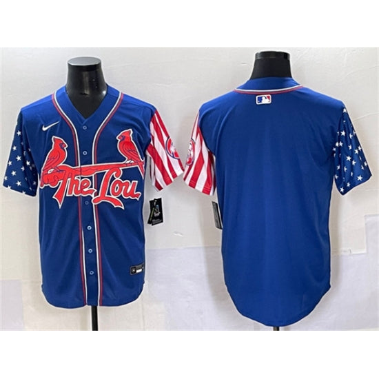 Custom Men’s St. Louis Cardinals Blank Royal Independence Day Vapor Premier Limited Stitched Baseball Jersey