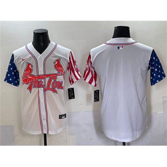 Custom Men’s St. Louis Cardinals Blank White Independence Day Vapor Premier Limited Stitched Baseball Jersey