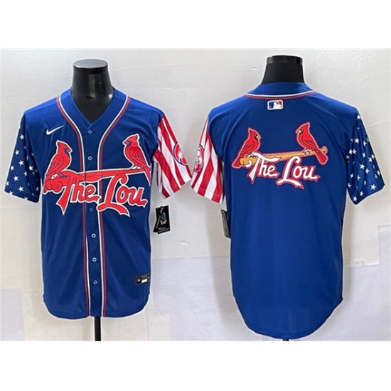 Custom Men’s St. Louis Cardinals Team Big Logo Royal Independence Day Vapor Premier Limited Stitched Baseball Jerseys