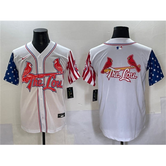 Custom Men’s St. Louis Cardinals Team Big Logo White Independence Day Vapor Premier Limited Stitched Baseball Jersey