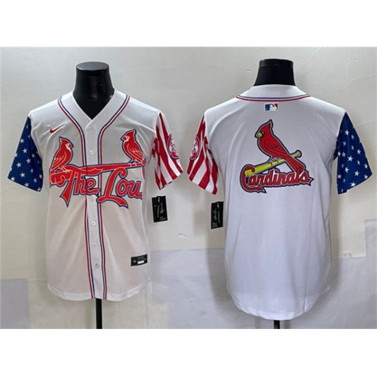 Custom Men’s St. Louis Cardinals Team Big Logo White Independence Day Vapor Premier Limited Stitched Baseball Jerseys