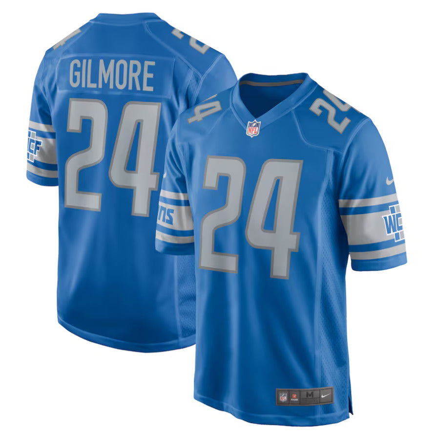 Custom Men’s Steven Gilmore #24 Detroit Lions Team Game Jersey – Blue