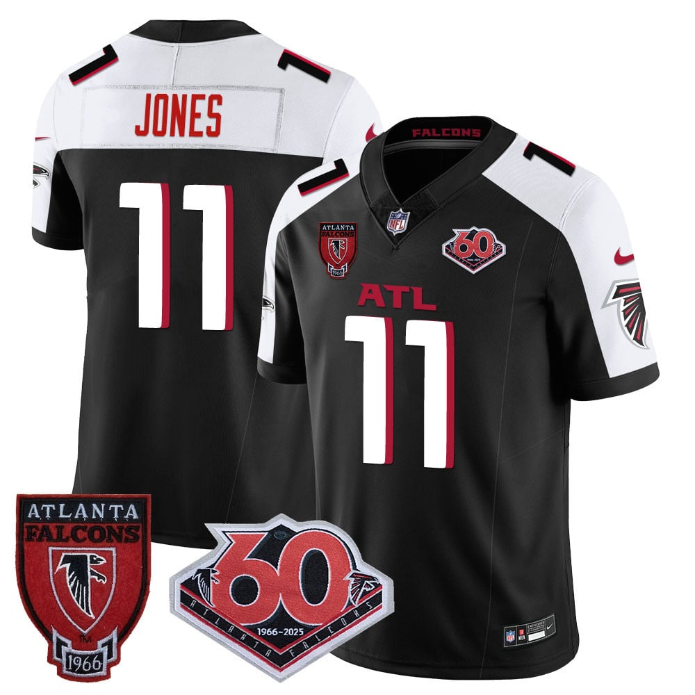 Custom Men’s Atlanta Falcons #11 Julio Jones 60th Season Vapor Limited Black Alternate Jerseys