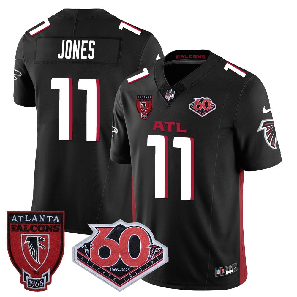 Custom Men’s Atlanta Falcons #11 Julio Jones 60th Season Vapor Limited Black Jerseys