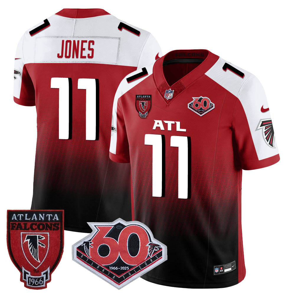 Custom Men’s Atlanta Falcons #11 Julio Jones 60th Season Vapor Limited Red Alternate Jerseys