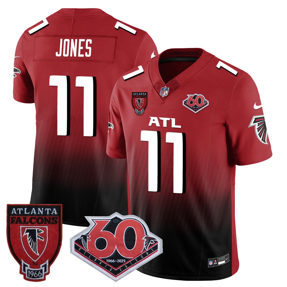 Custom Men’s Atlanta Falcons #11 Julio Jones 60th Season Vapor Limited Red Jerseys