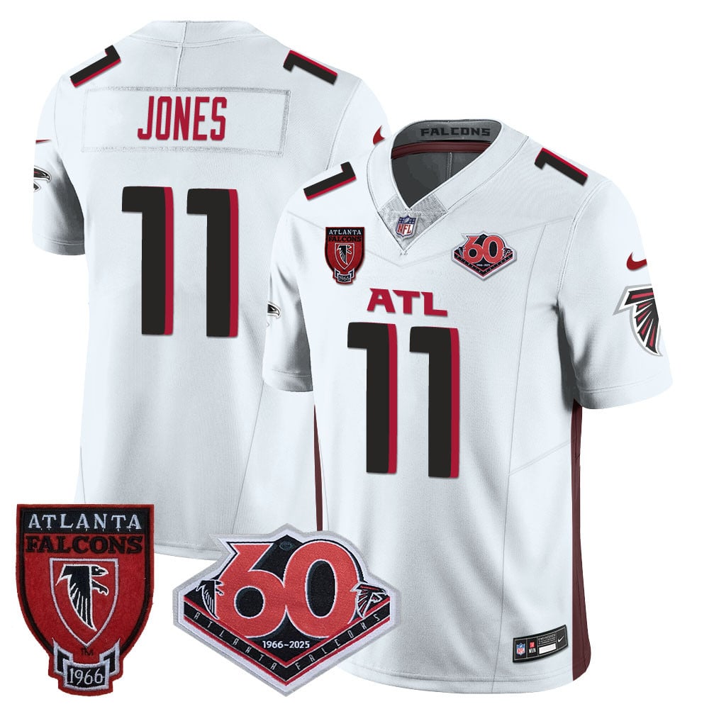 Custom Men’s Atlanta Falcons #11 Julio Jones 60th Season Vapor Limited White Jerseys