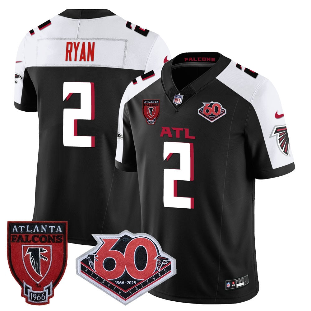 Custom Men’s Atlanta Falcons #2 Matt Ryan 60th Season Vapor Limited Black Alternate Jerseys