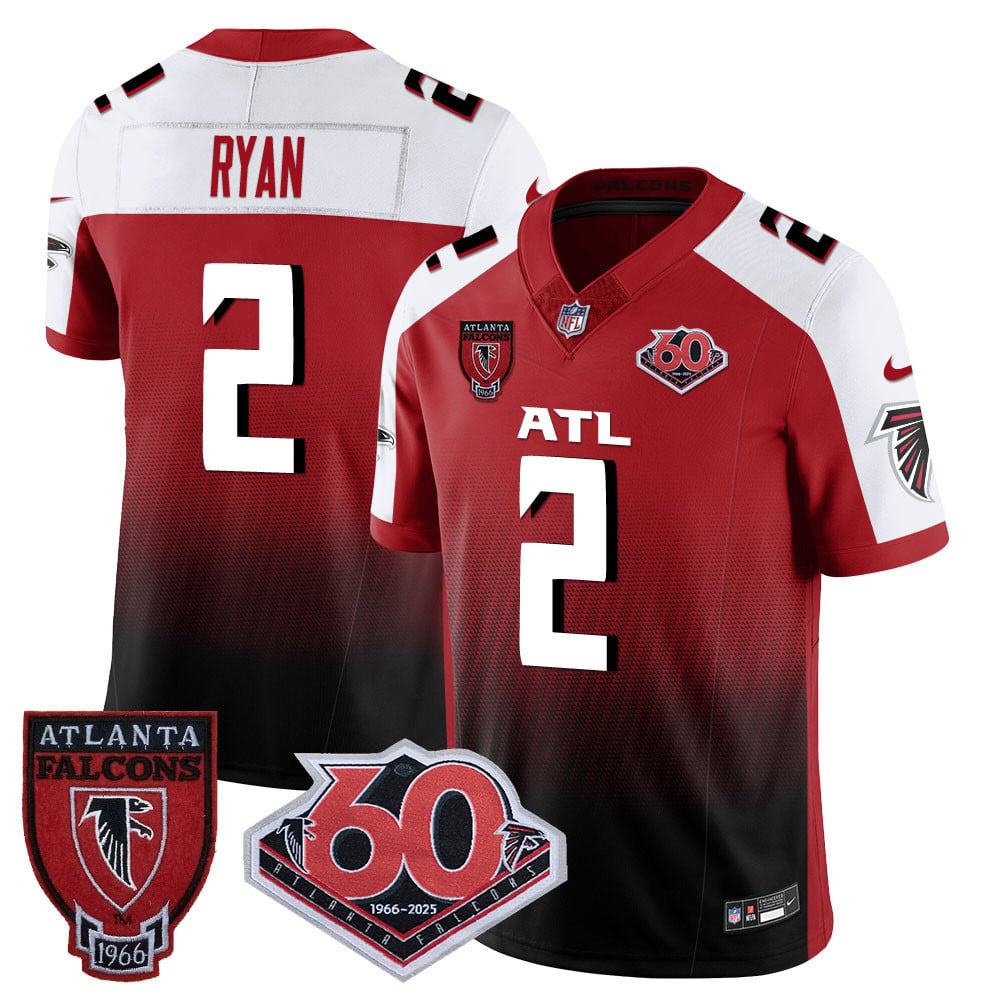 Custom Men’s Atlanta Falcons #2 Matt Ryan 60th Season Vapor Limited Red Alternate Jerseys