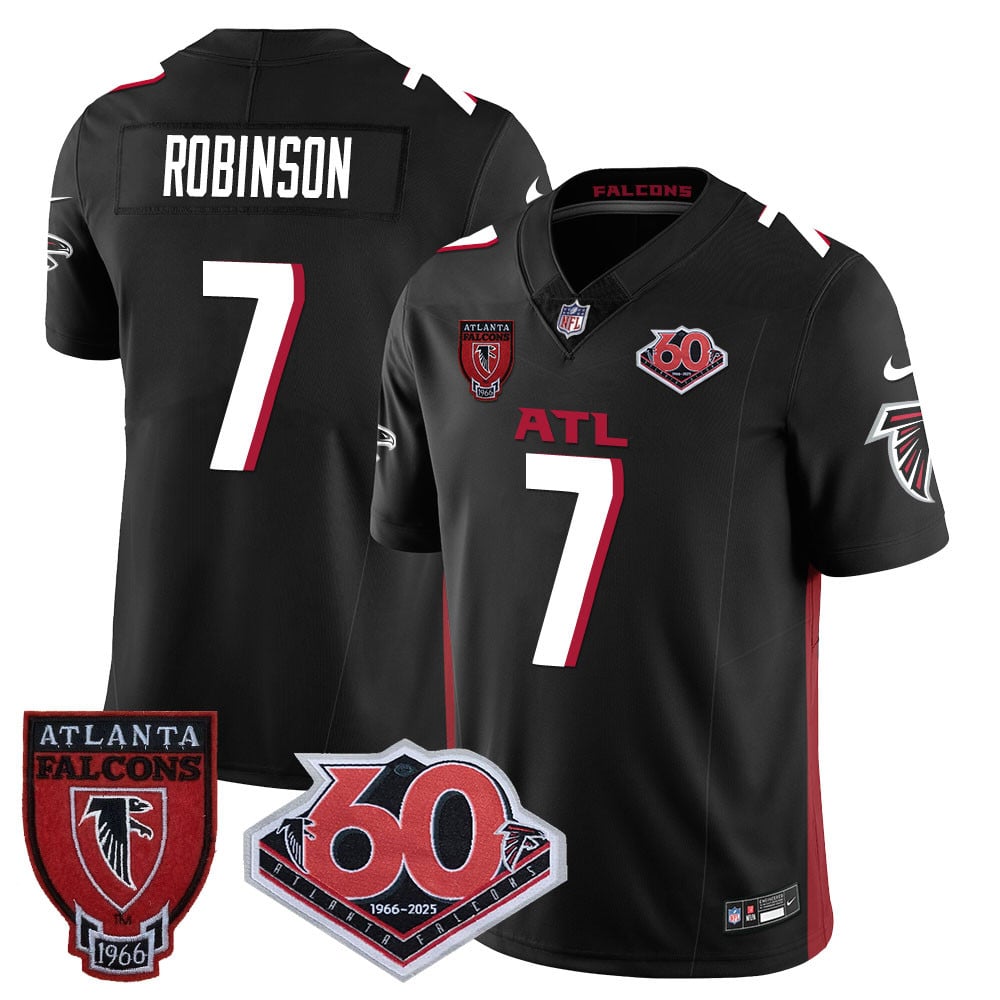 Custom Men’s Atlanta Falcons #7 Bijan Robinson 60th Season Vapor Limited Black Jerseys