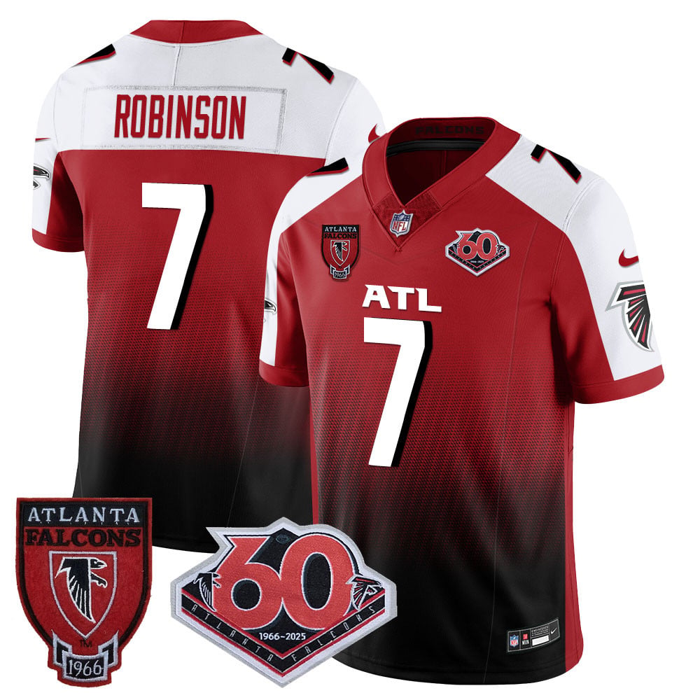 Custom Men’s Atlanta Falcons #7 Bijan Robinson 60th Season Vapor Limited Red Alternate Jerseys