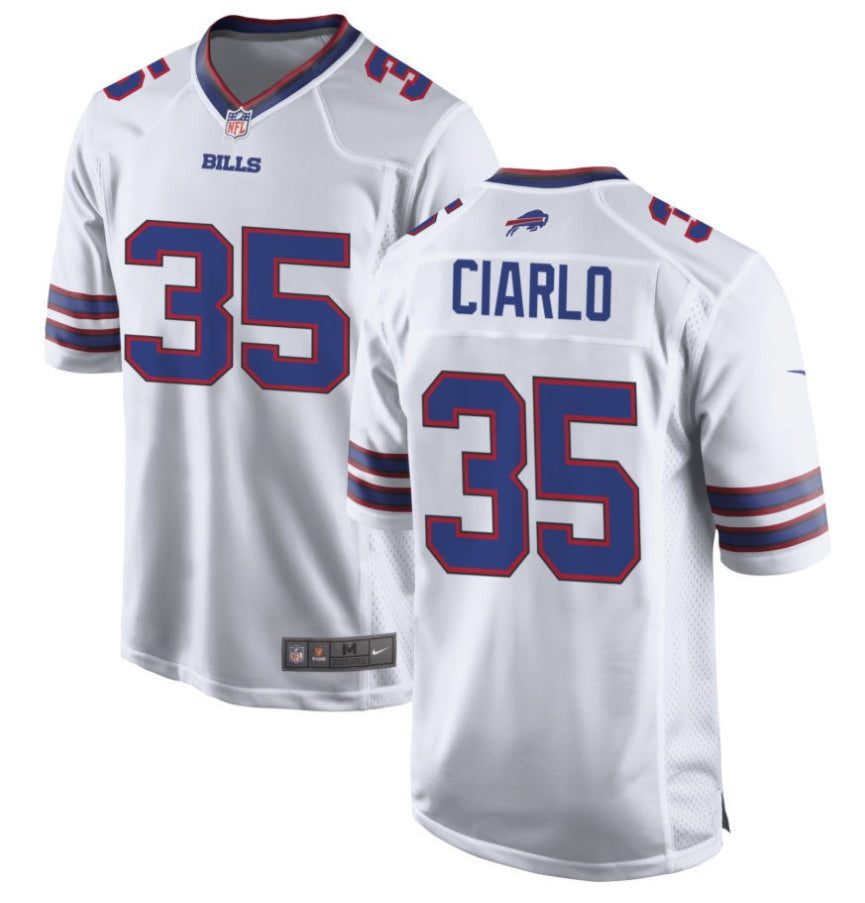 Custom Men’s Buffalo Bills #35 Jimmy Ciarlo Game Jersey – White