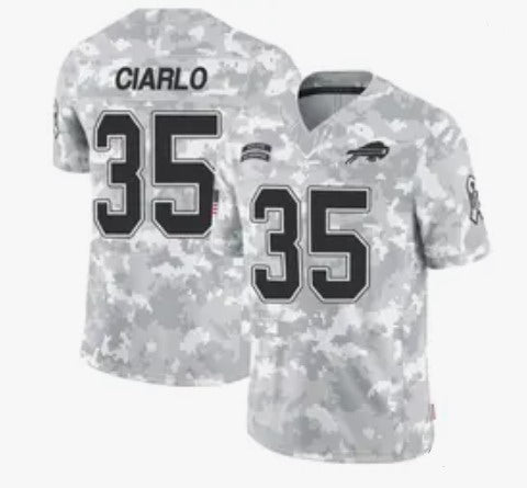 Custom Men’s Buffalo Bills #35 Jimmy Ciarlo Limited Arctic Camo 2024 Salute to Service Jersey
