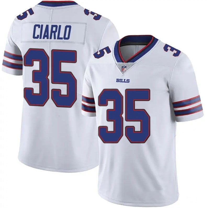 Custom Men’s Buffalo Bills #35 Jimmy Ciarlo Limited White Color Rush Vapor Untouchable Jersey