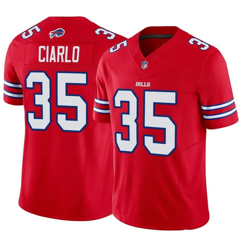 Custom Men’s Buffalo Bills #35 Jimmy Ciarlo Red Limited Vapor F.U.S.E. Jersey