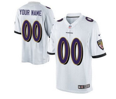 Custom Baltimore Ravens Customized White Game Jersey