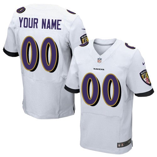 Custom Baltimore Ravens Elite White Road Men’s Jersey NFL Customized jerseys