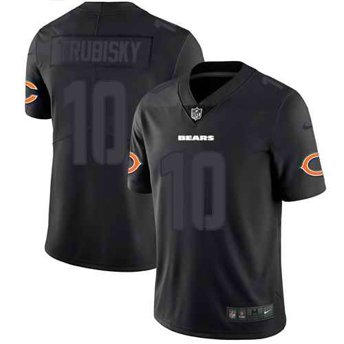 Custom Bears 10 Mitchell Trubisky Black Color Rush Impact Limited Jersey
