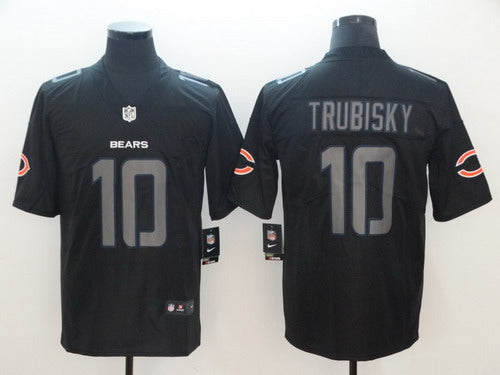 Custom Bears 10 Mitchell Trubisky Black Impact Rush Limited Jersey