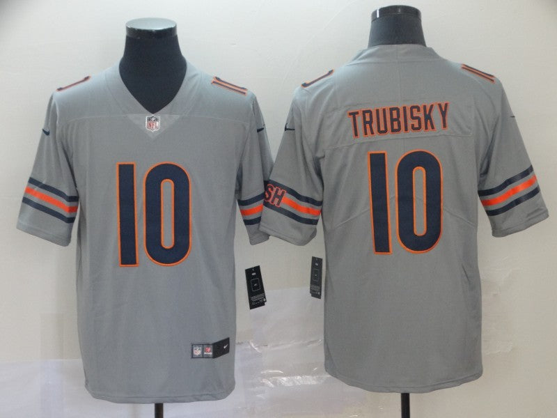 Custom Bears 10 Mitchell Trubisky Silver Inverted Legend Limited Jersey