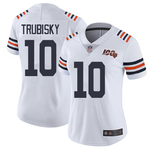 Custom Bears 10 Mitchell Trubisky White Women 2019 100th Season Alternate Classic Vapor Untouchable Limited Jersey