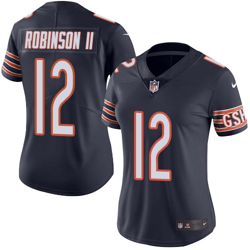 Custom Bears 12 Allen Robinson II Navy Women Color Rush Limited Jersey