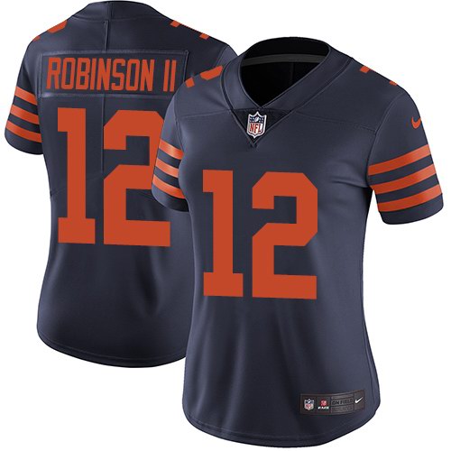 Custom Bears 12 Allen Robinson II Navy Women Throwback Vapor Untouchable Limited Jersey