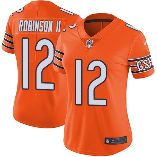 Custom Bears 12 Allen Robinson II Orange Women Color Rush Limited Jersey