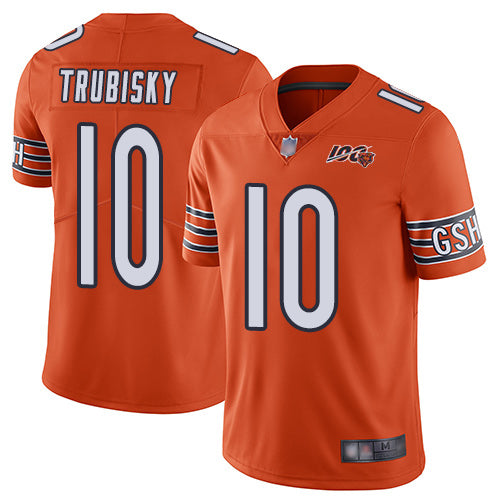 Custom Bears #10 Mitchell Trubisky Orange Men’s Stitched Football Limited Rush 100th Season Jersey