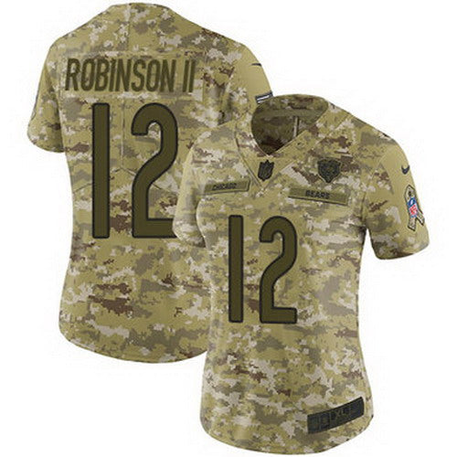 Custom Bears #12 Allen Robinson II Camo Women’s Stitched NFL Limited 2018 Salute to Service Jersey