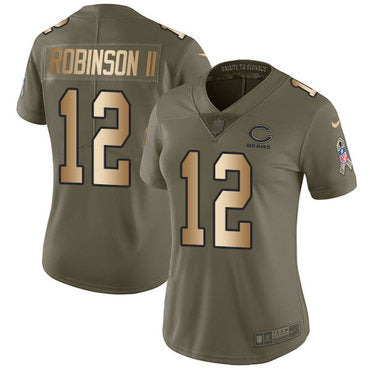 Custom Bears #12 Allen Robinson II Olive Gold Women’s Stitched NFL Limited 2017 Salute to Service Jersey