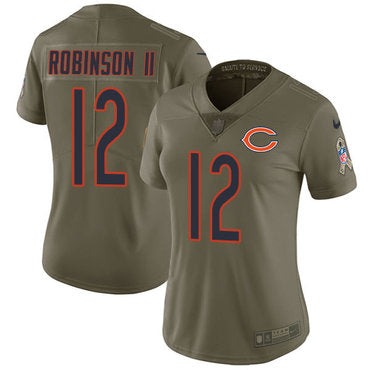 Custom Bears #12 Allen Robinson II Olive Women’s Stitched NFL Limited 2017 Salute to Service Jersey