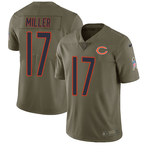 Custom Bears #17 Anthony Miller Olive Youth Stitched NFL Limited 2017 Salute to Service Jersey