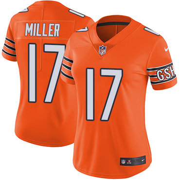 Custom Bears #17 Anthony Miller Orange Women’s Stitched NFL Limited Rush Jersey